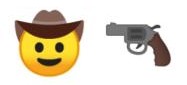 2 émojis : cowboy, pistolet